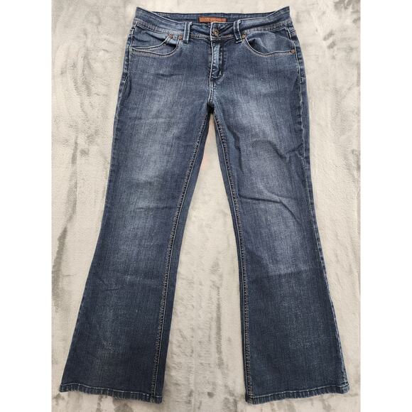 The Limited Mid Rise Flare Leg Denim Jean Size 8S SHORT Blue Stretch Bootcut Y2K - Picture 1 of 16